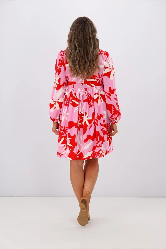 Iris Maxi Monique Dress Pink Red Floral