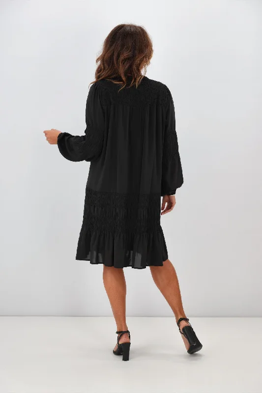 Jane James Shirred Trixie Dress Black