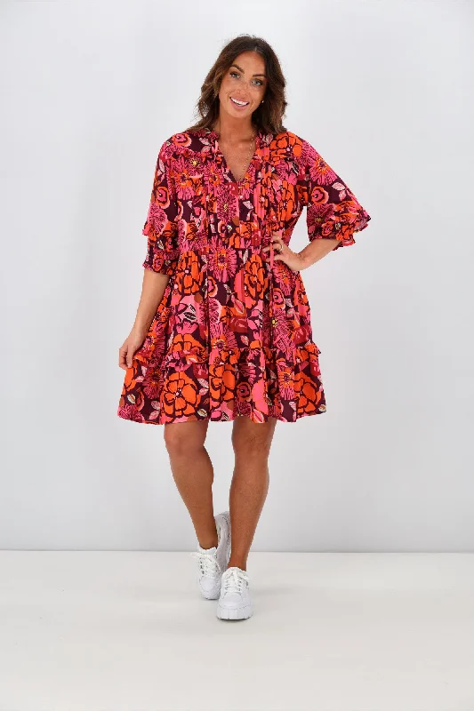 Joop & Gypsy Kelly Ruffle Dress Red Flower Print