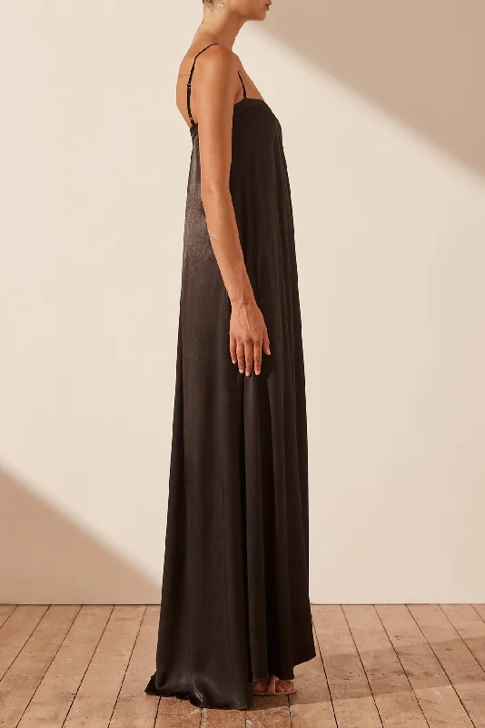 LA LUNE COLUMN MAXI DRESS - BLACK