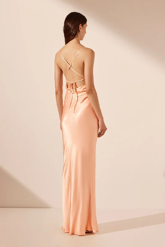 LA LUNE LACE BACK MAXI DRESS - PEACH