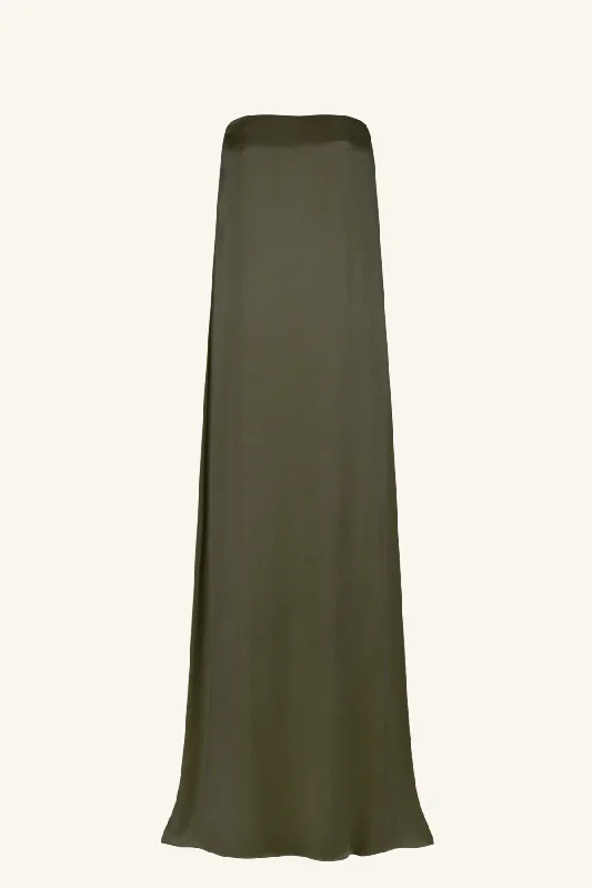 LA LUNE STRAPLESS COLUMN MAXI DRESS - FOREST