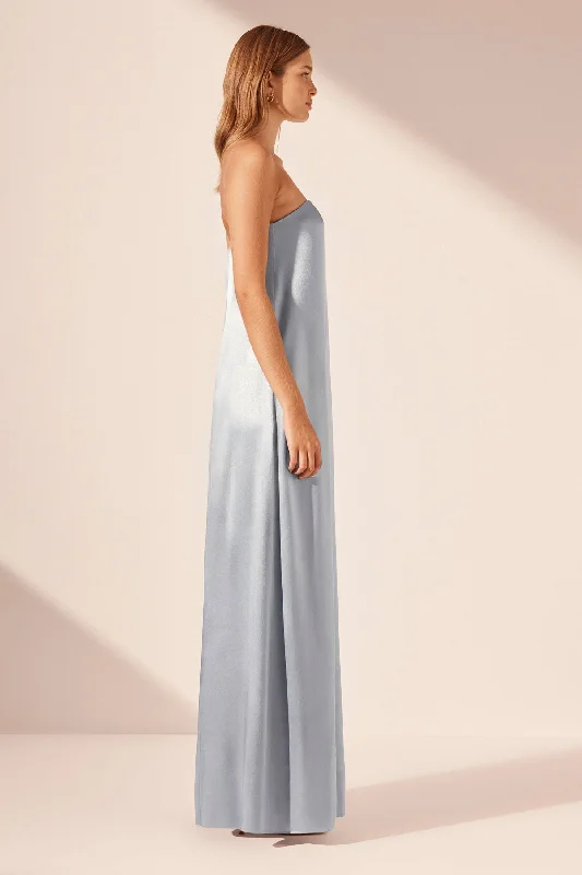 LA LUNE STRAPLESS COLUMN MAXI DRESS - POWDER BLUE