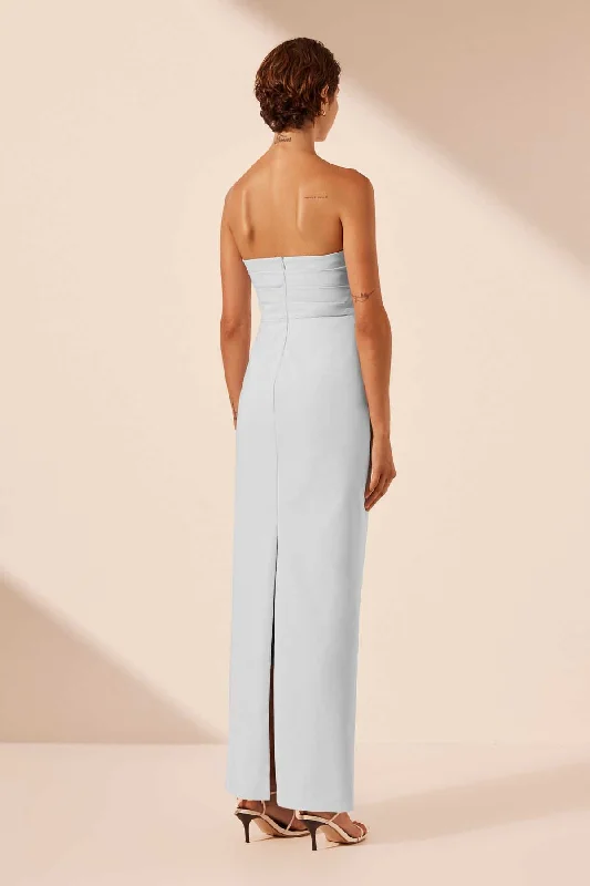 LANI STRAPLESS DRAPED MAXI DRESS - SKY