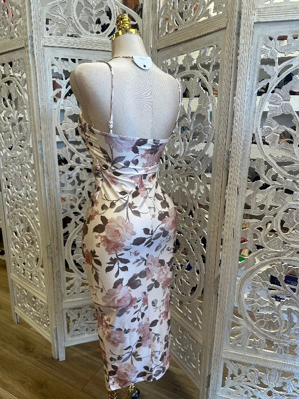 Light Pink Floral Wrapped Dress- Stretchy, Estira