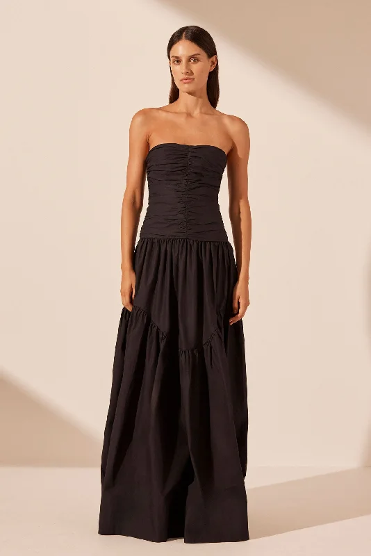 MAIORI CONTOUR RUCHED MAXI DRESS - BLACK