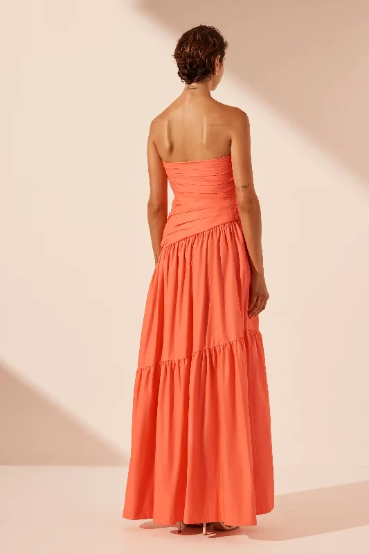 MAIORI STRAPLESS TIERED MAXI DRESS - CORAL