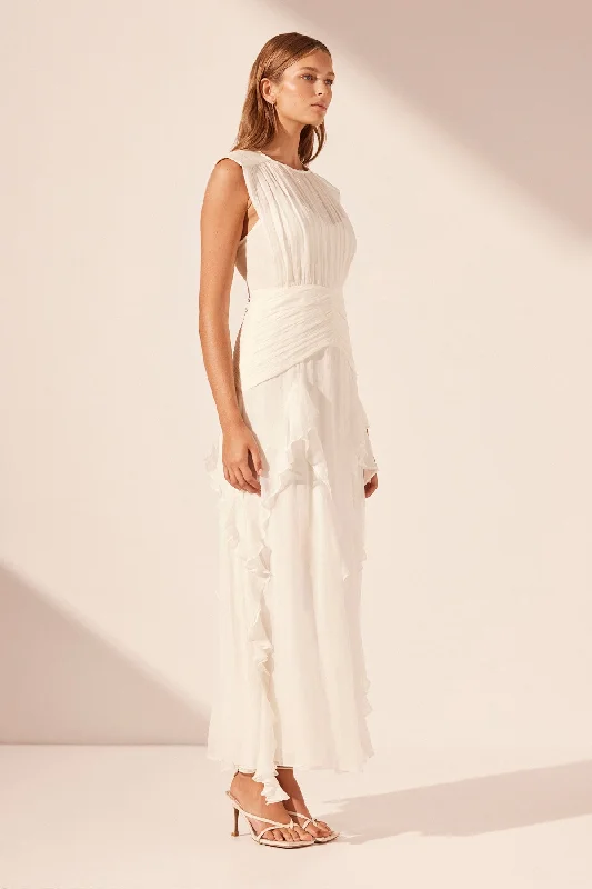 MARGOT ROUND NECK SLEEVELESS MAXI DRESS - IVORY