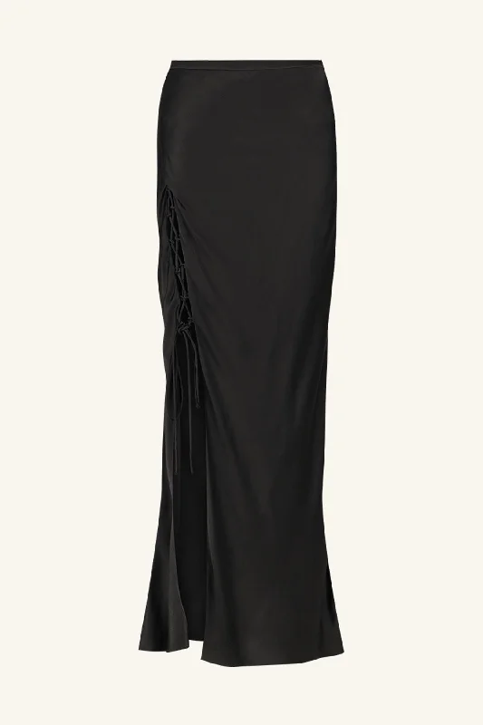 MIA LACE UP MAXI SKIRT - BLACK