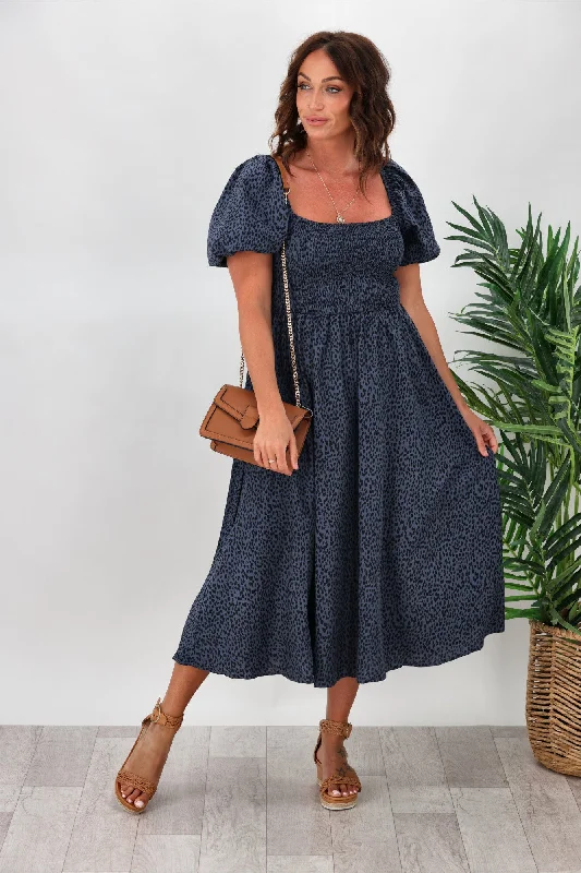 Miracle Lizzie Short Sleeve Dress Blue