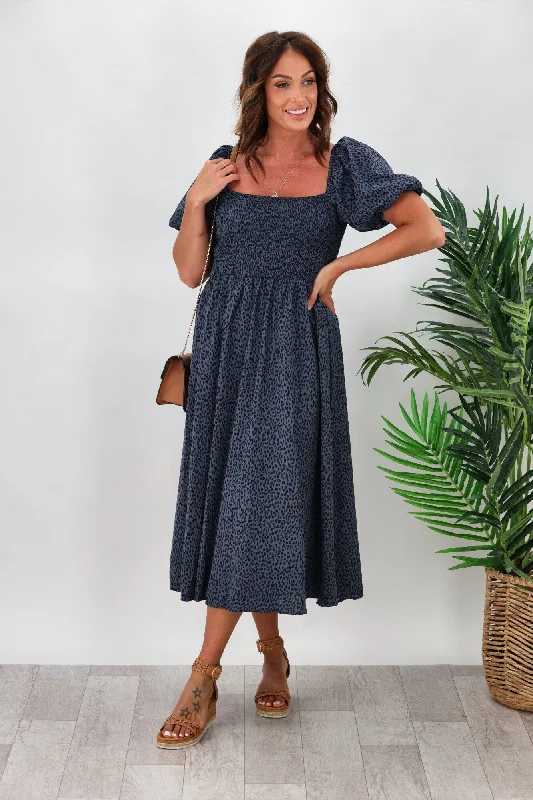 Miracle Lizzie Short Sleeve Dress Blue