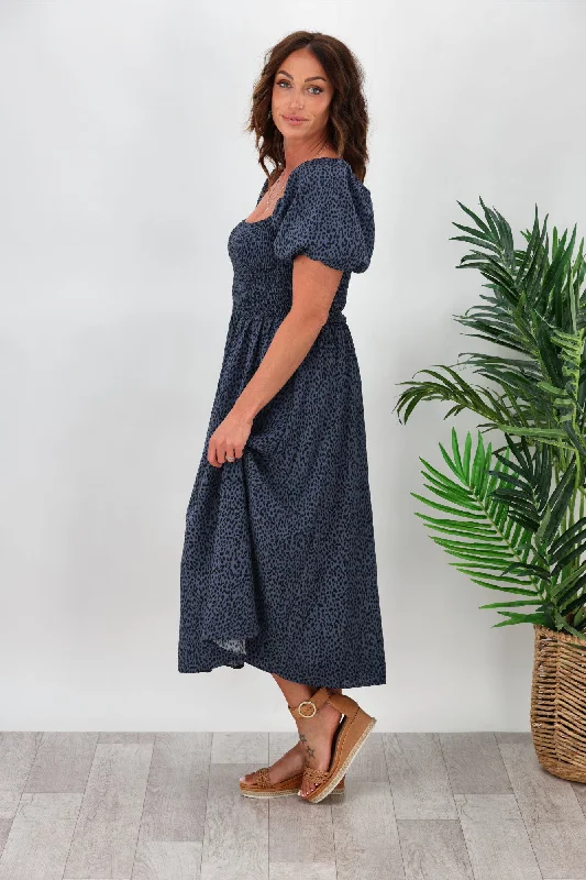 Miracle Lizzie Short Sleeve Dress Blue