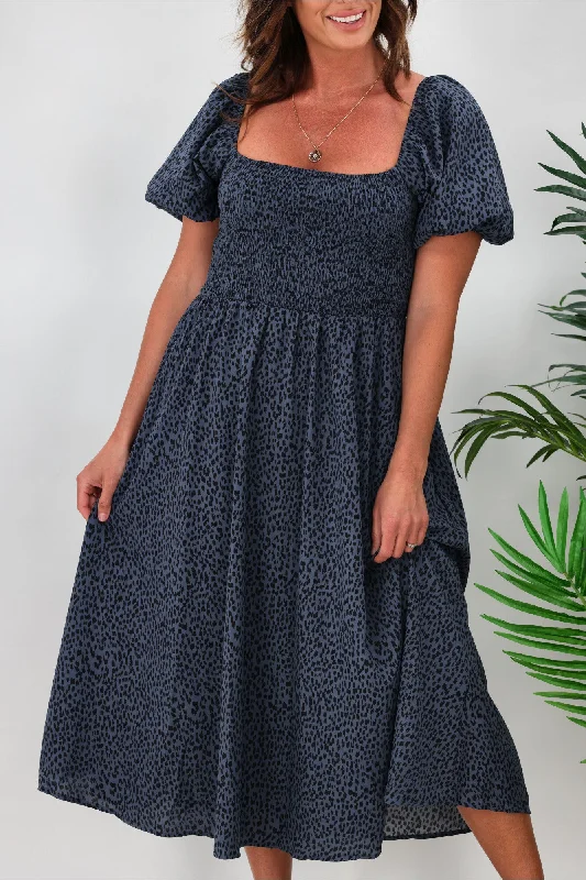 Miracle Lizzie Short Sleeve Dress Blue