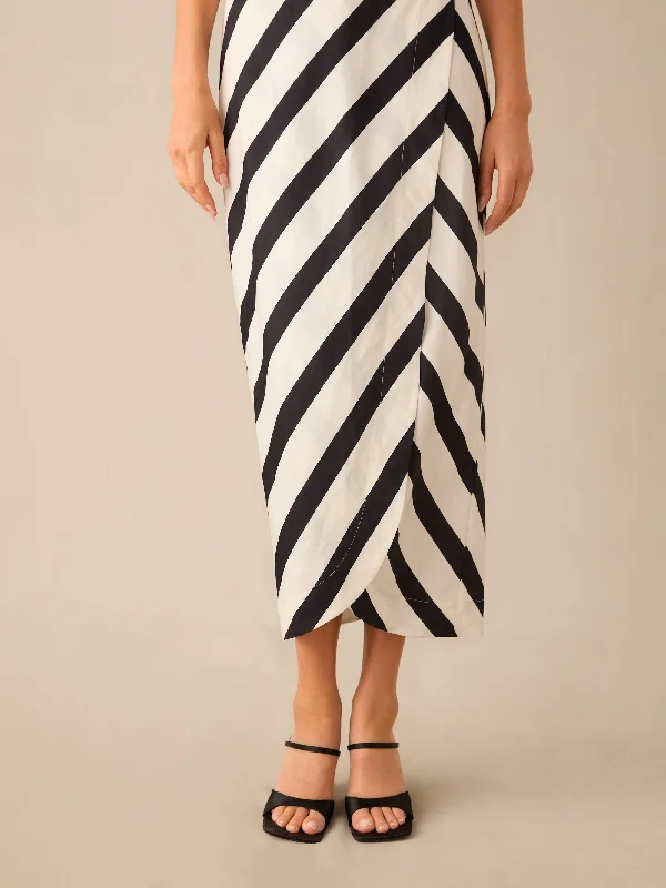 Penelope Stripe Bandeau Wrap Dress