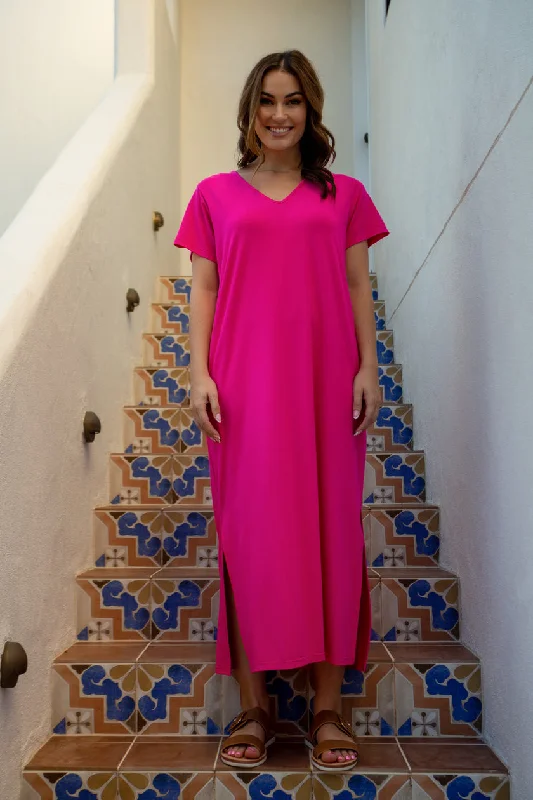 PQ Collection T-Shirt Maxi Dress Magenta