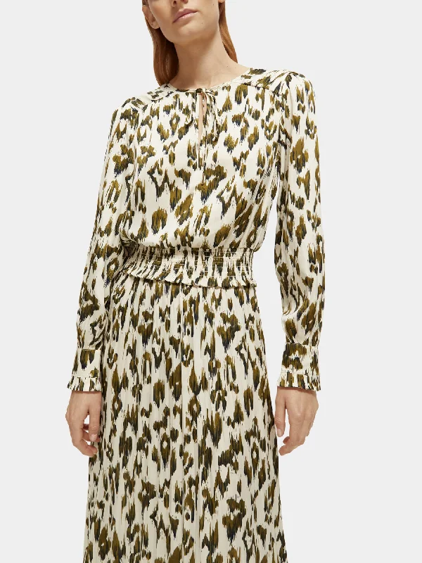 Printed long sleeved maxi dress