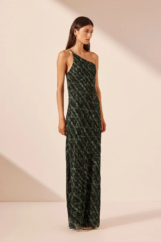 REMI ONE SHOULDER COWL BACK MAXI DRESS