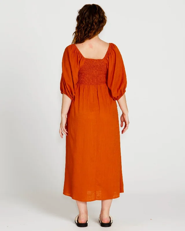 Sass Francesca Tie Front Dress Rust