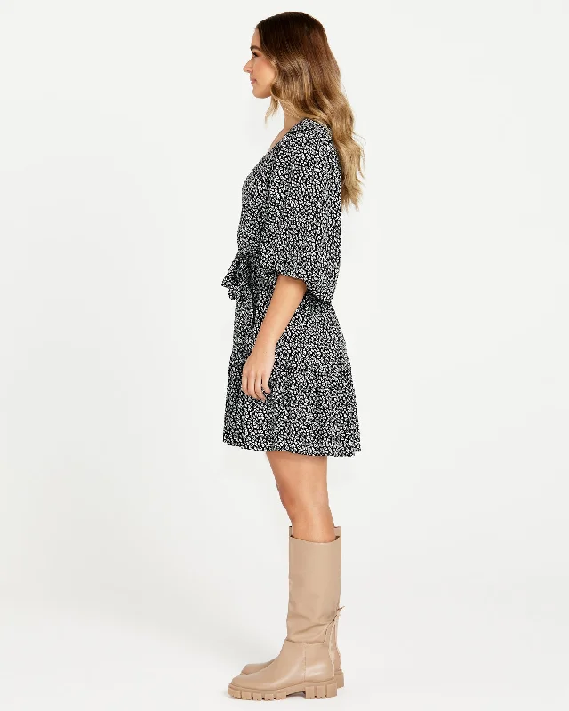 Sass Nicolette Puff Sleeve Dress Boho Animal