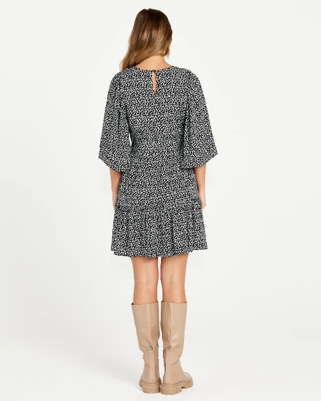 Sass Nicolette Puff Sleeve Dress Boho Animal