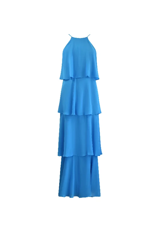 Savannah Blue Chiffon Tiered Maxi Dress