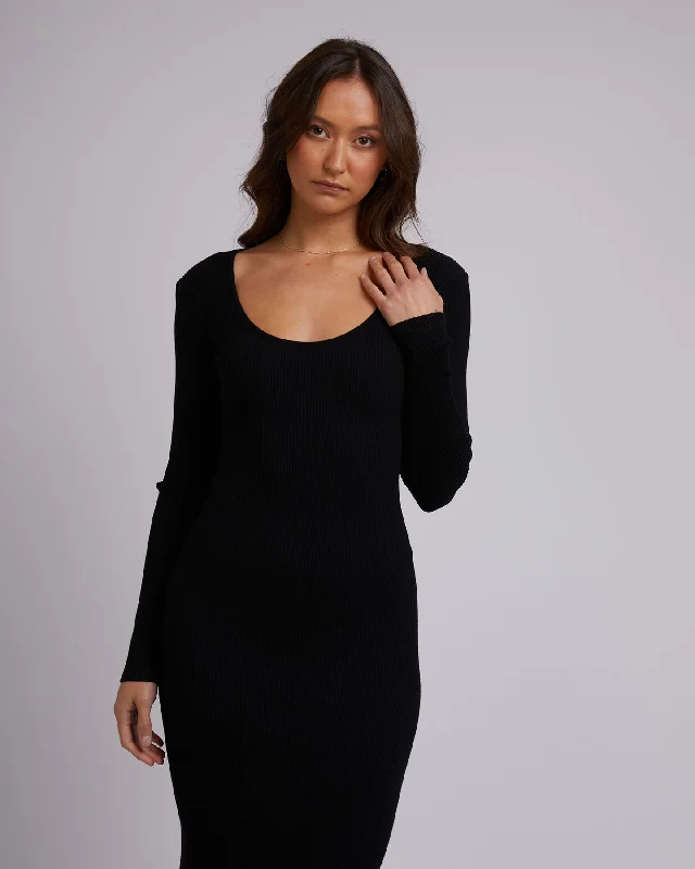 Silent Theory Freya L/S Maxi Dress Black