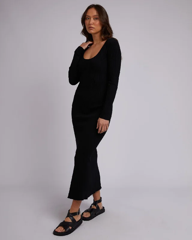 Silent Theory Freya L/S Maxi Dress Black