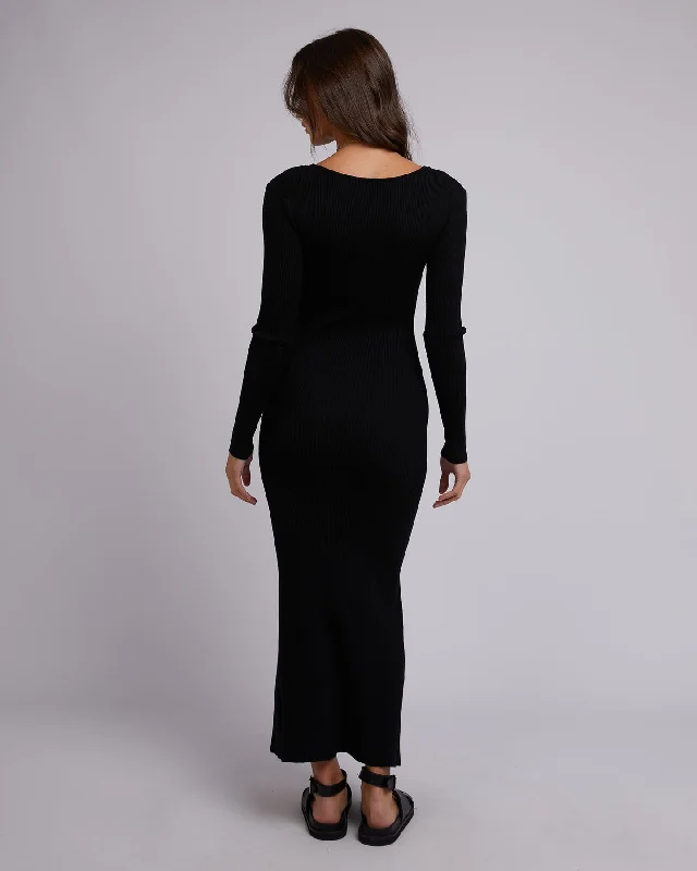 Silent Theory Freya L/S Maxi Dress Black