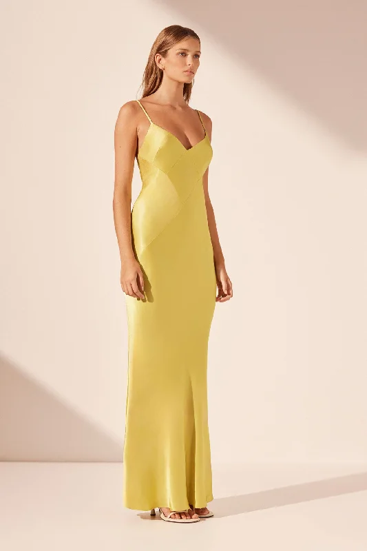 SOFIA SPLICED MAXI DRESS - LIME