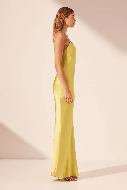 SOFIA SPLICED MAXI DRESS - LIME