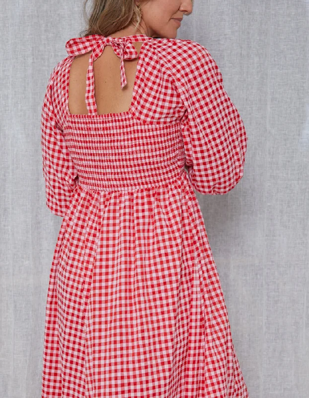 Stella + Gemma Sherry Dress Gingham Red Pink