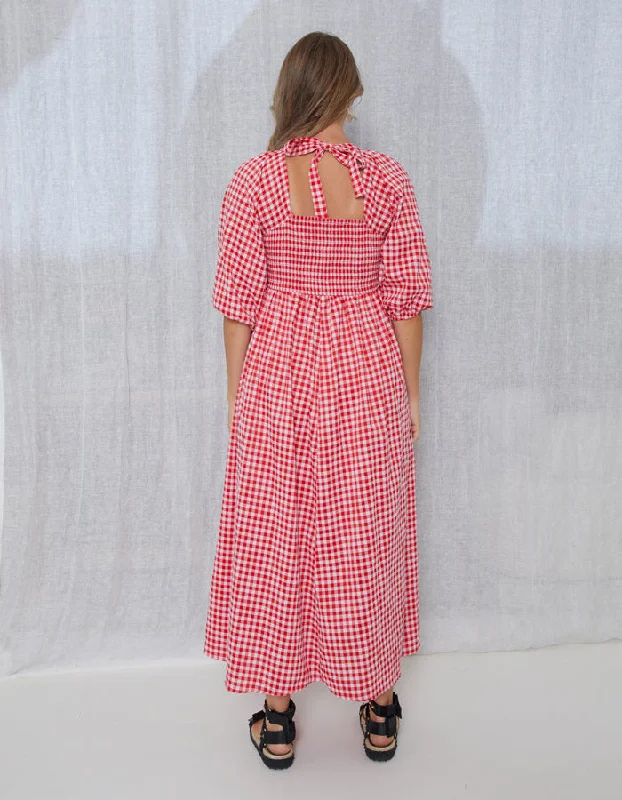 Stella + Gemma Sherry Dress Gingham Red Pink