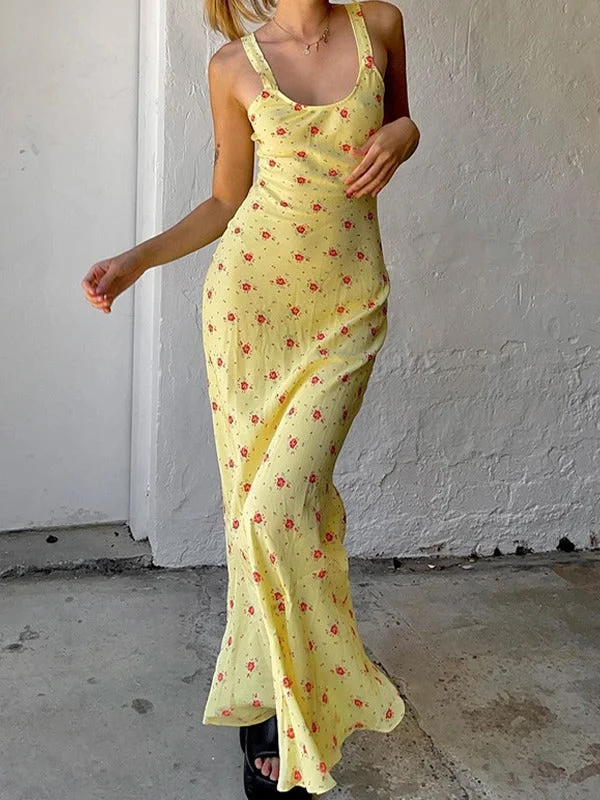 BerryBetty - Summer Floral Print Maxi Dress