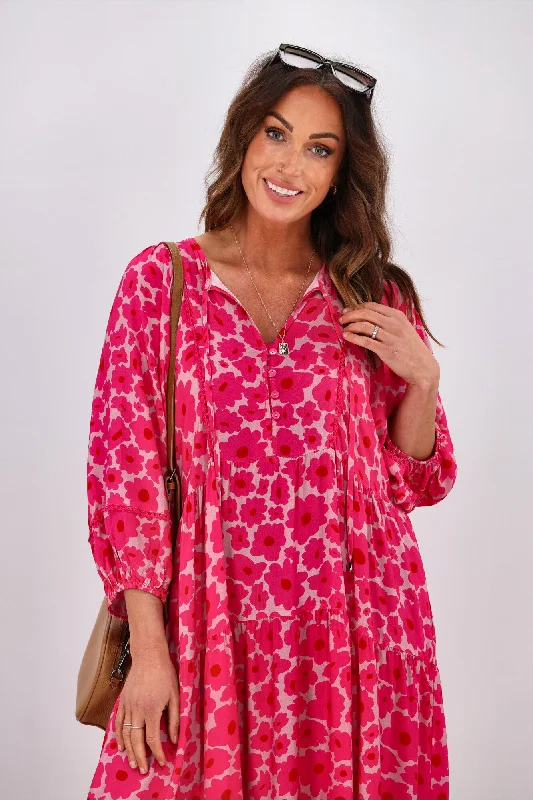 Sunday Boho Camilla Dress Pink Floral