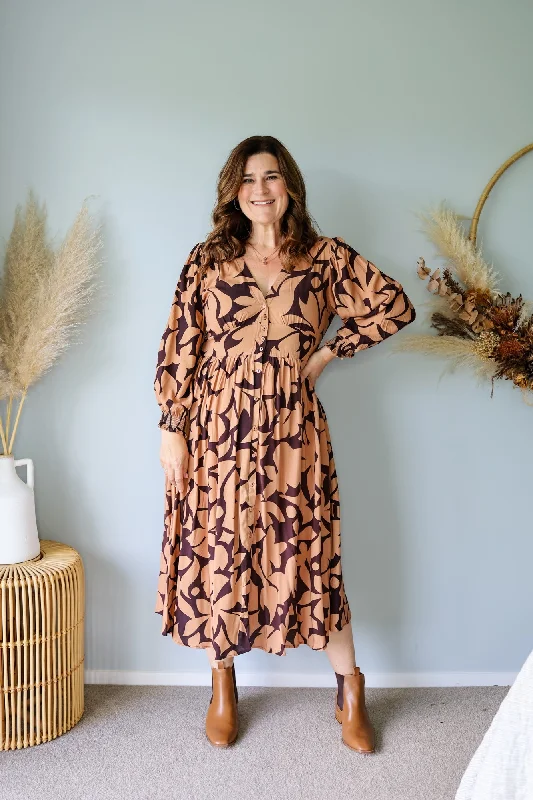 Sunday Boho Minnie Dress Tan Floral