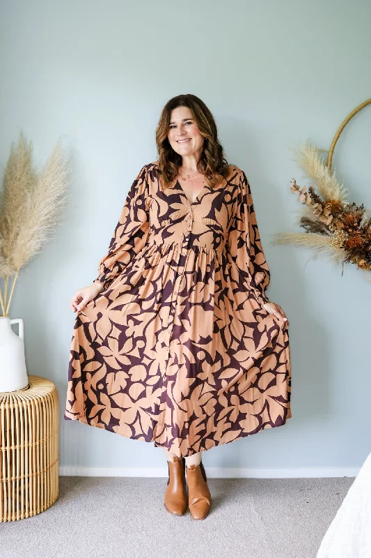 Sunday Boho Minnie Dress Tan Floral