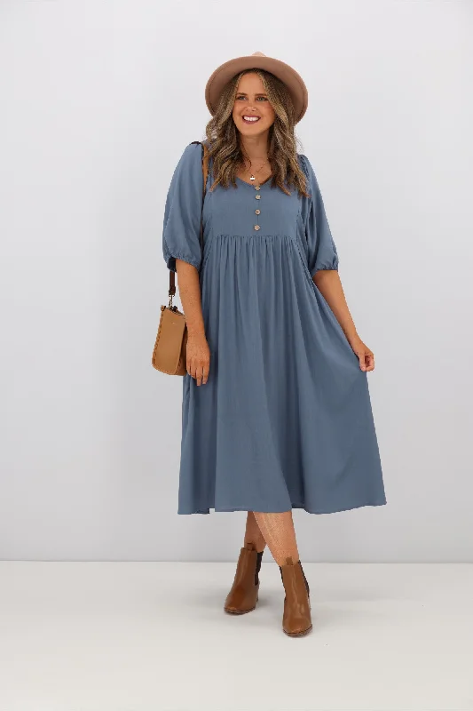 Willow & Tree Olive Peasant Dress Denim