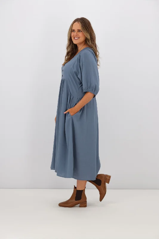 Willow & Tree Olive Peasant Dress Denim