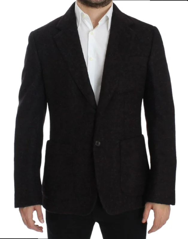 Bordeaux Alpaga Two-button Blazer Jacket