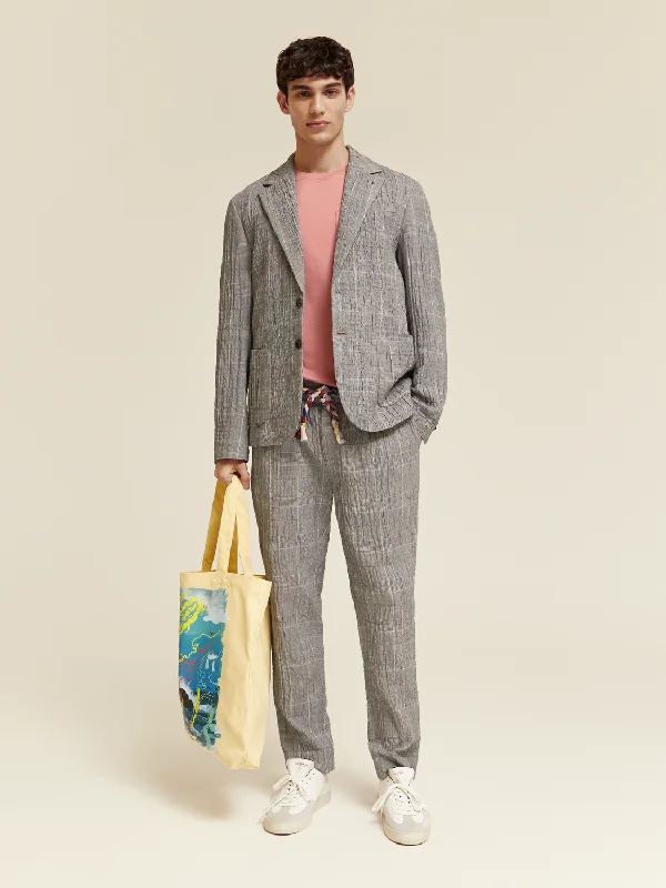 Checked Cotton-Blend Seersucker Blazer