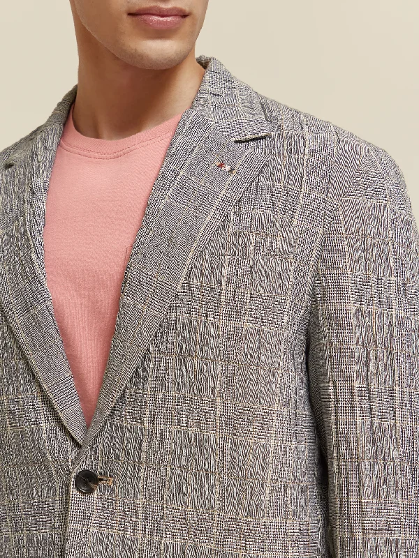 Checked Cotton-Blend Seersucker Blazer