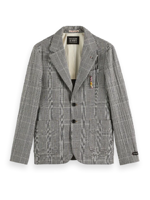 Checked Cotton-Blend Seersucker Blazer