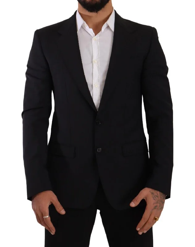 Elegant Black Martini Slim Fit Blazer And Vest