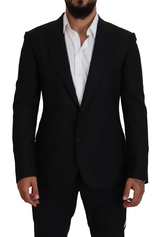 Elegant Single-breasted Wool Blend Blazer