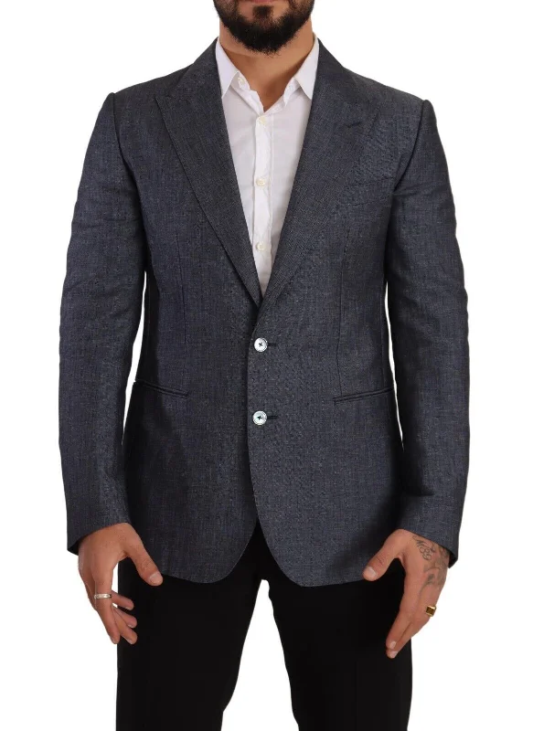 Elegant Slim Fit Two-button Blue Blazer