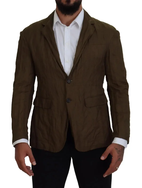 Green Single Breasted Men Coat Blazer Jacket