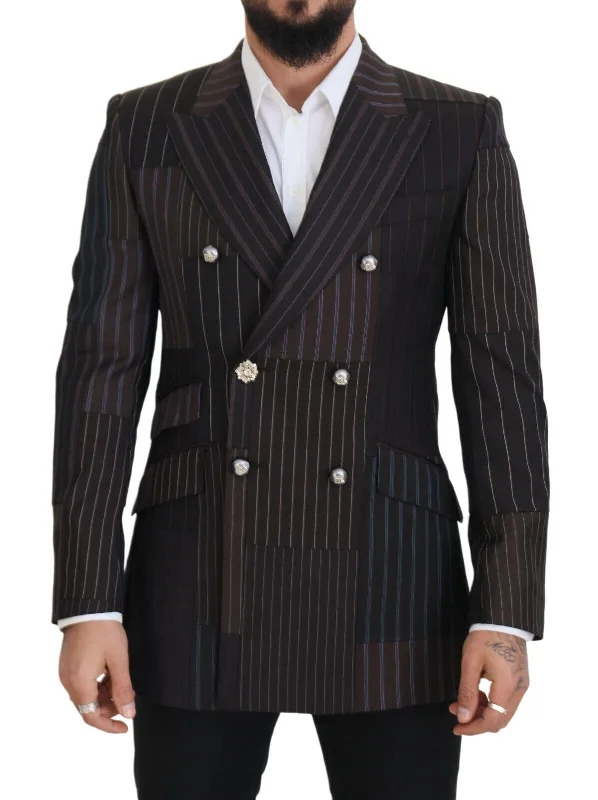 Multicolor Wool Silk Blend Slim Fit Blazer