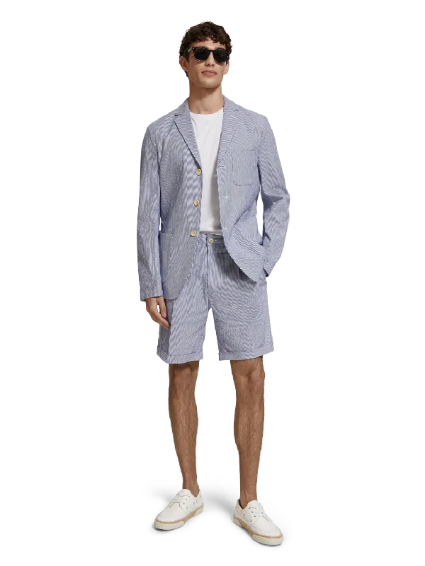 Unconstructed Striped Seersucker Blazer