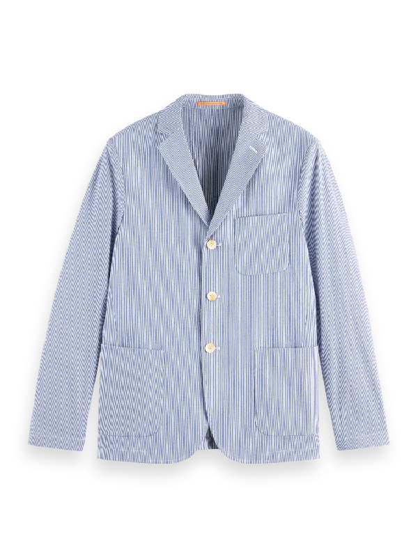 Unconstructed Striped Seersucker Blazer