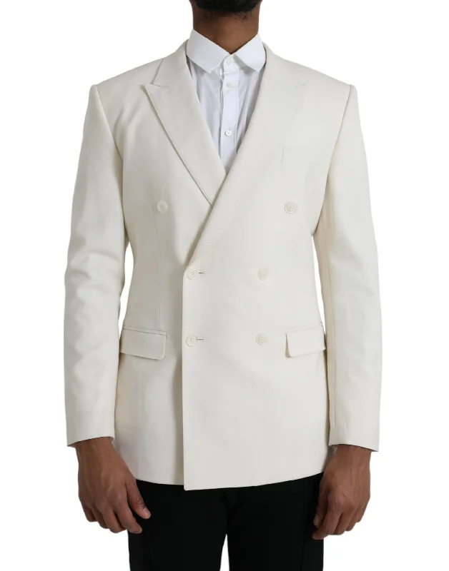 White Wool Martini Double Breasted Blazer